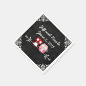 黒素朴黒板フクロウ新郎新婦結婚の スタンダードカクテルナプキン (角)