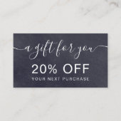 黒素朴黒板プロフェッショナルタイポグラフィ 割引カード (正面)