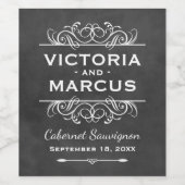黒素朴黒板結婚モノグラムボトル ワインラベル (シングルラベル)