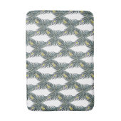 黒素朴、緑、白の孔雀の羽 バスマット (正面縦)