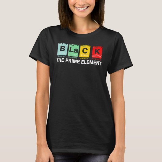 黒素要素ブラック履歴月期間 Tシャツ (正面)