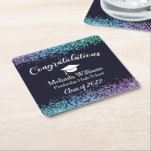 黒紫と青の卒業 スクエアペーパーコースター (アングル)