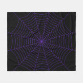 黒紫のクモの巣 ハロウィンパターン フリースブランケット (正面(横))