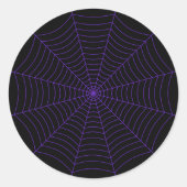 黒紫のクモの巣 ハロウィンパターン ラウンドシール (正面)