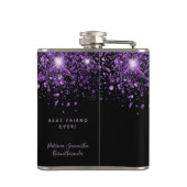 黒紫のグリッター モノグラムの友達 bff フラスク (裏面)