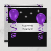 黒紫エレガント風船特別イベント 招待状 (正面/裏面)