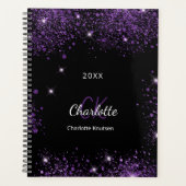 黒紫グリッターダストモノグラムイニシャル2025 プランナー手帳 (正面)