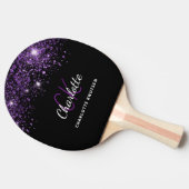 黒紫グリッターダストモノグラムイニシャル 卓球ラケット (横)