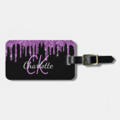 黒紫グリッタードリップカスタムモノグラム名 ラゲッジタグ (正面横)