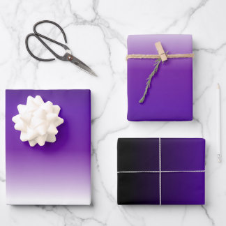 黒紫白ラッピンググラデーション紙シートセット ラッピングペーパーシート
