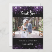 黒紫結婚の写真QRサンキューカード 招待状 (正面)