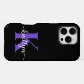 黒紫色のスクリプトモノグラム iPhoneケース (裏面横)