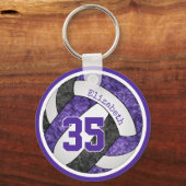 黒紫色のスクールチームのスピリットガールバレーボール キーホルダー (正面)