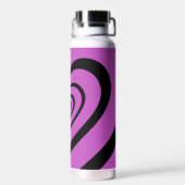 黒紫色の催眠ハートラブパターン ウォーターボトル (背面)