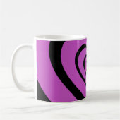 黒紫色の催眠ハートラブパターン コーヒーマグカップ (左)