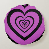 黒紫色の催眠ハートラブパターン ラウンドクッション (裏面)