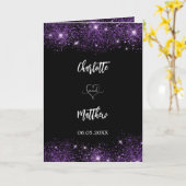 黒紫色の写真結婚のサンキューカード カード (黄色い花)