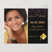 黒紫色の卒業式パーティー日付を保存 チラシ (正面)