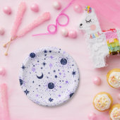 黒紫色の天日月星 ペーパープレート (パーティー)