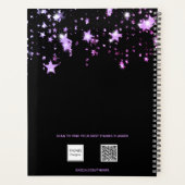 黒紫色の星モノグラム名スクリプト プランナー手帳 (裏面)