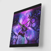 黒紫色の蝶の時計 スクエア壁時計 (傾斜)