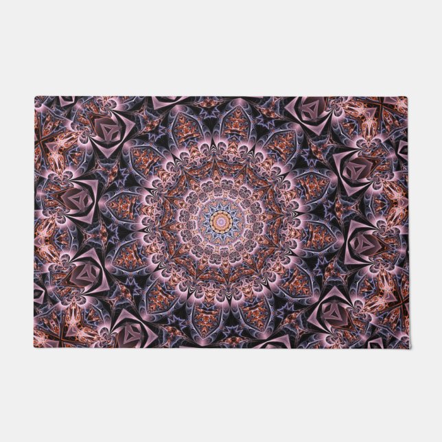 黒紫色の装飾模様 ドアマット (正面)