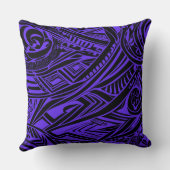 黒紫色の部族抽象芸術 クッション (裏面)