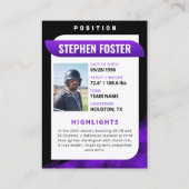 黒紫野球トレーディングカード野球選手 コーリングカード (裏面)