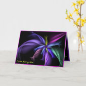 黒紫黄色青のエレガントなフラクタル カード (黄色い花)