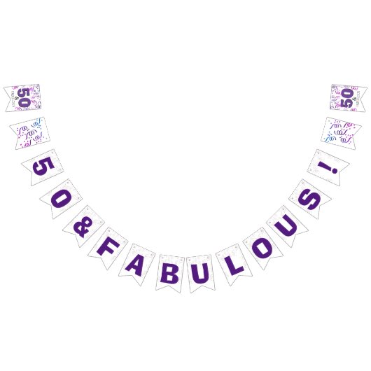 黒紫| 50歳の誕生日パーティー バンティングフラッグ (全)