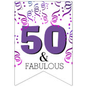 黒紫| 50歳の誕生日パーティー バンティングフラッグ (第1の旗)