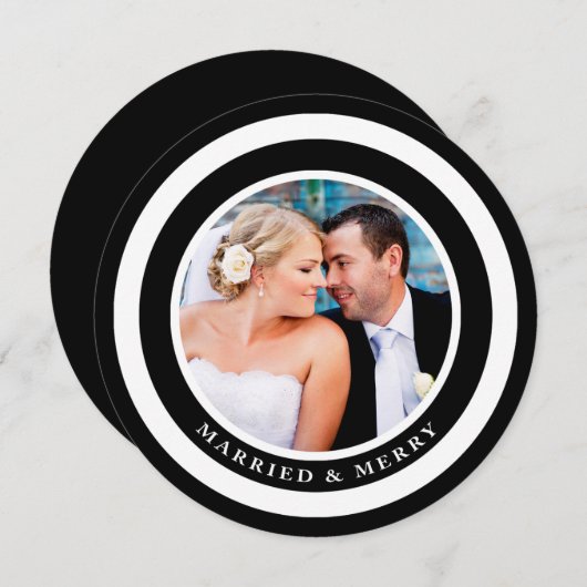 黒結婚したメリーモダンのクリスマス シーズンカード (正面/裏面)