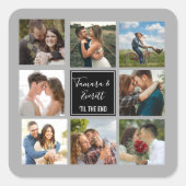黒結婚と灰色の写真コラージュ スクエアシール (正面)