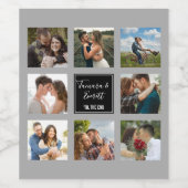 黒結婚と灰色の写真コラージュ ワインラベル (シングルラベル)