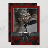 黒結婚と黒の写真伝統的 招待状 (正面/裏面)