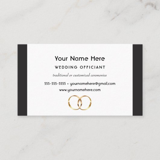 黒結婚のとリングをストライプ持つ 名刺 (正面)