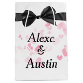 黒結婚の弓とハート ミディアムペーパーバッグ (正面)