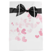 黒結婚の弓とハート ミディアムペーパーバッグ (裏面)