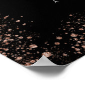 黒結婚バラ金ゴールドグリッター歓迎 ポスター (角)