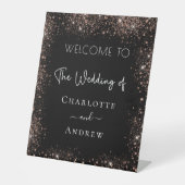黒結婚バラ金ゴールドグリッター歓迎 台座サイン (正面)