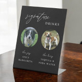 黒結婚犬シグネチャーカクテルバー標識 台座サイン