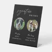 黒結婚犬シグネチャーカクテルバー標識 台座サイン (正面)