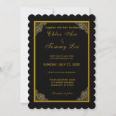 黒結婚金ゴールドの縁ど誘い 招待状 (正面)