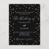 黒結婚金ゴールド星エレガント文字 インビテーションポストカード (正面)
