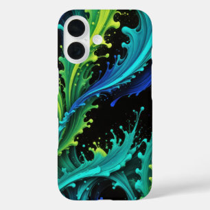 黒絵を描のネオンスプラッシュ iPhone 16ケース