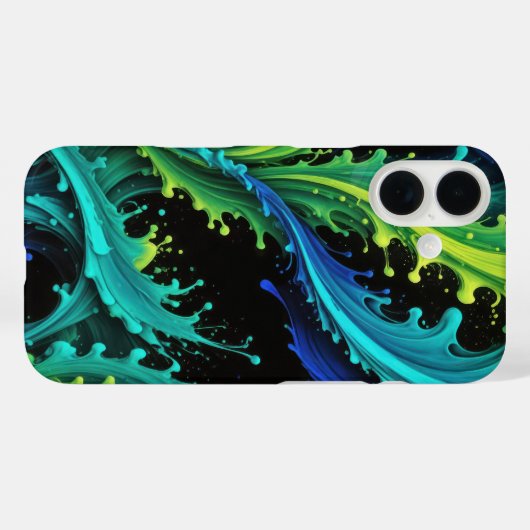 黒絵を描のネオンスプラッシュ Case-Mate iPhoneケース (裏面 (横))