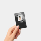 黒絵を描粒社員の写真、バーコード、名前 バッジ (手持ち)