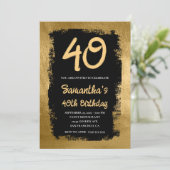 黒絵を描金ゴールド40歳の誕生日 招待状 (スタンド正面)