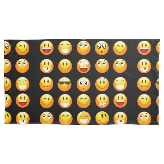 黒絵文字ピローケース 枕カバー (正面)