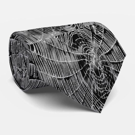 黒絵画色の灰色の白いクモの巣 ネクタイ (ロール)